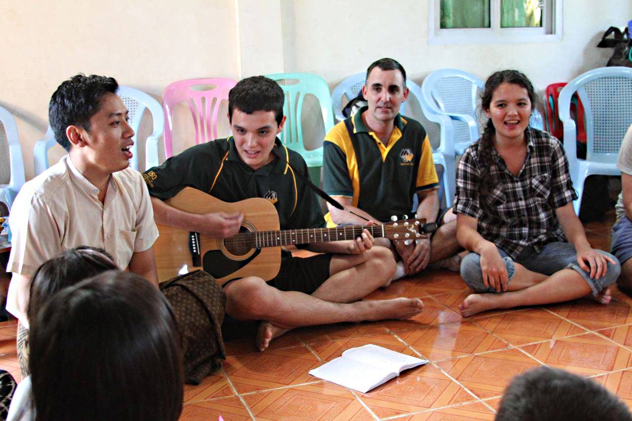 Jonathan and Jemimah & Dante with Zo Min, a teacher in Yangon